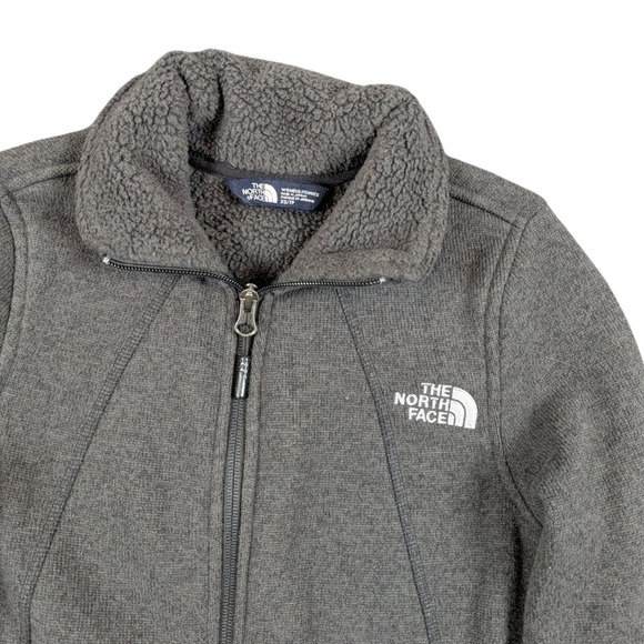 The North Face Jackets & Blazers - The North Face Womens XS Full Zip Fleece Jacket Charcoal Gray Sherpa Collar Logo